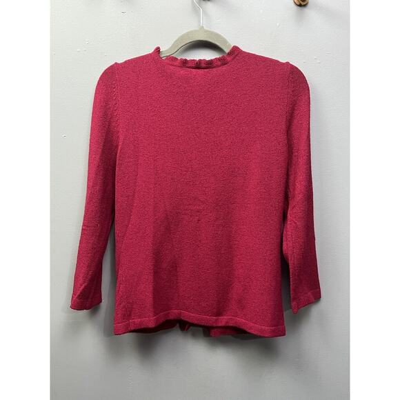 Talbots Cranberry Lightweight Cotton front Cardigan acrylic blend womens small - Picture 2 of 5